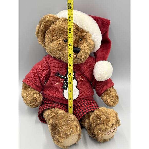 Vintage KenTex Christmas Teddy Bear SPRINGER 2000 In Shirt W/ Hat Attached 15” - Picture 3 of 10